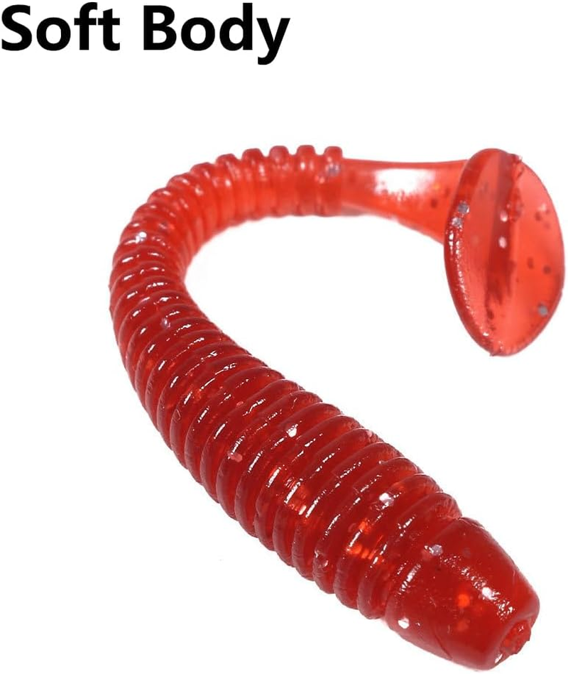 50Pcs Soft Plastic T-Tail Grub Worm Baits Fishing Lures Fish Tackle Gear Accessories Suitable for Catching Bass Trout Salmon image number 6