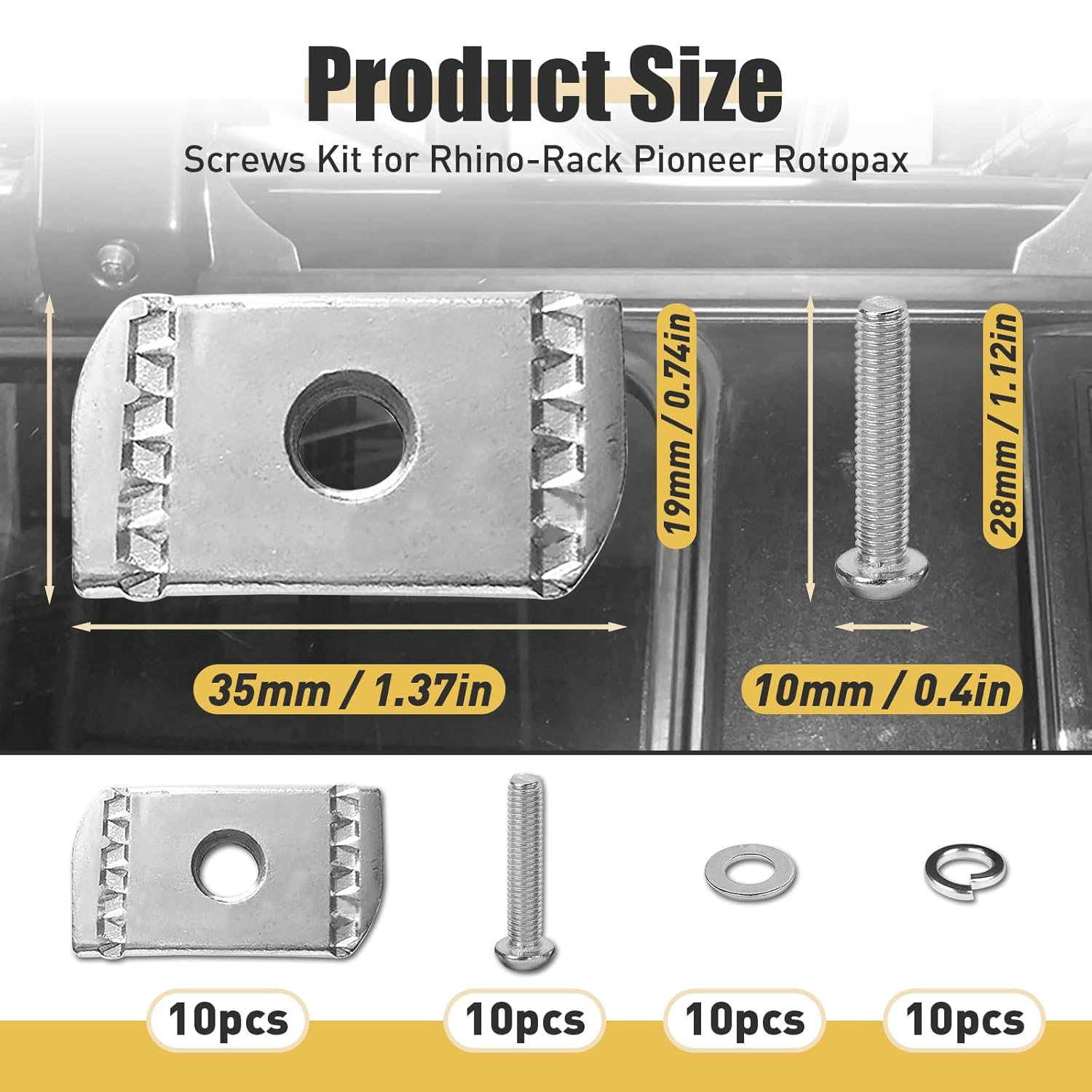 20Pcs Screws Kit for Rhino-Rack Pioneer Rotopax, M6 304 Stainless Steel Machine Screws for Rhino Rack Pioneer Rotopax Screws Nut Kit Machine Screws Accessories for Car Bracket 43203 (25Mm) image number 5