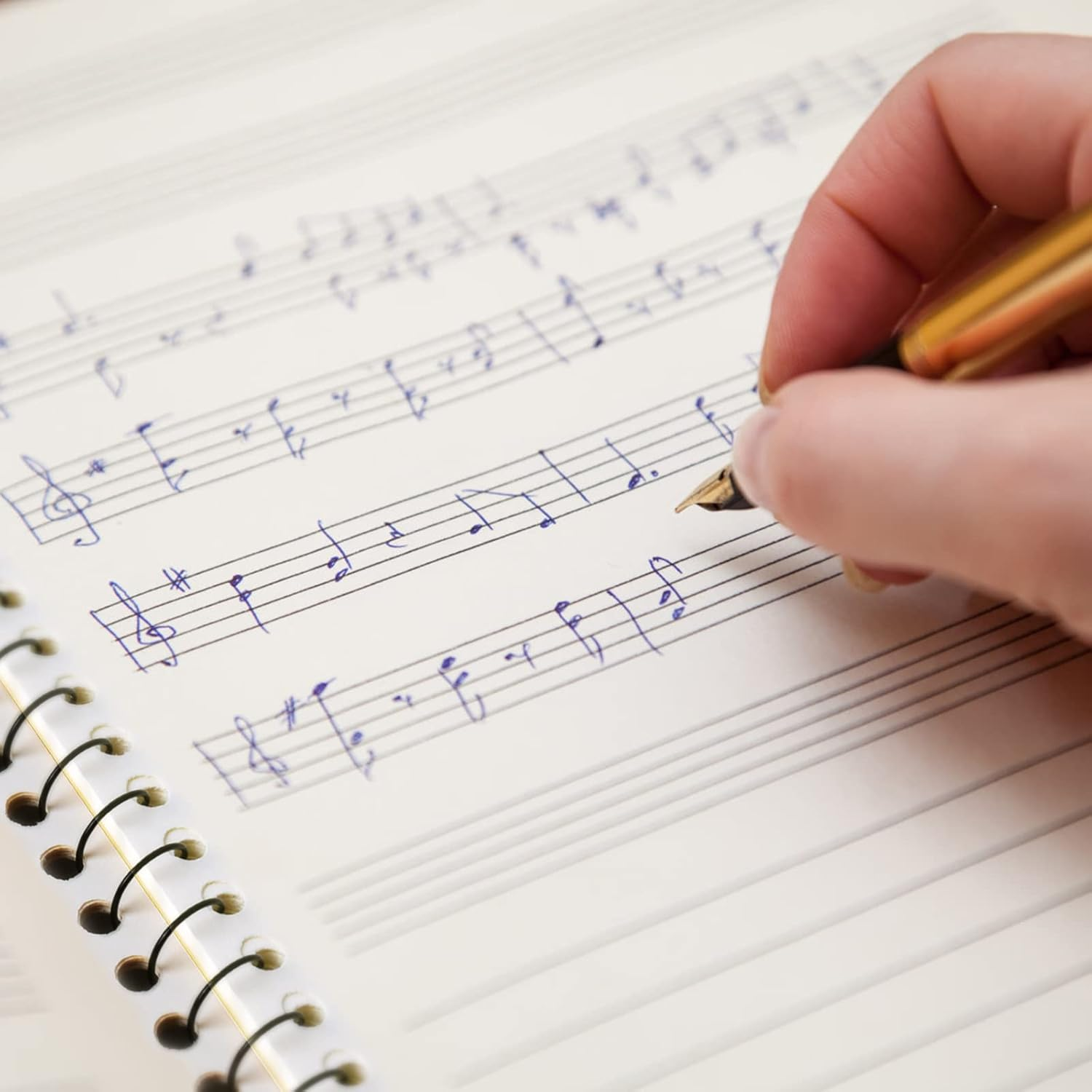 Sheet Music Notebook with Spiral Binding, Made of Black Kraft Paper, Blank, 50 Pages, 26 X 19 Cm, Suitable for Music Manuscripts and Musicians image number 3