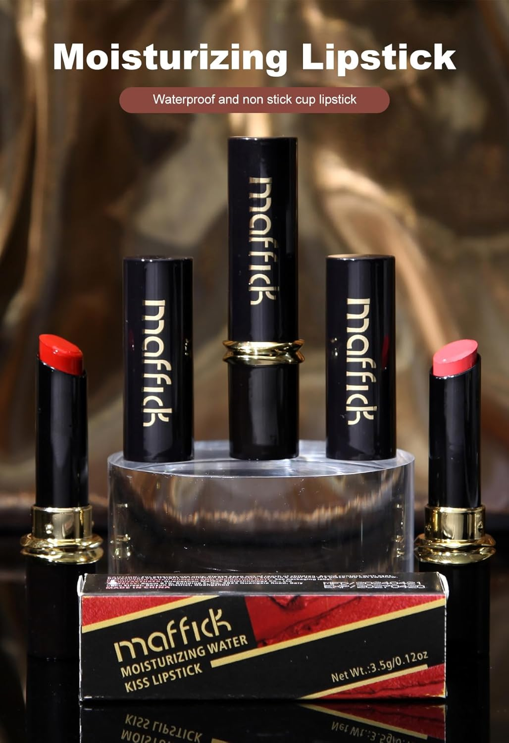 Maffick Lip Glaze Liquid Lipstick: Long-Lasting, Non-Sticking, Waterproof Lip Gloss (04, 23G) image number 5