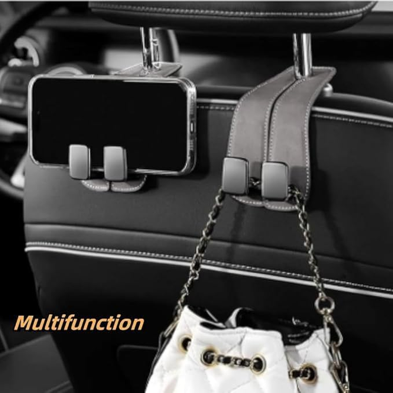 Car Seat Hooks for Headrest, 2 Pcs Car Seat Hooks, Back Double Hook, Seat Back Storage Hook, Double Hook Holder for Convenient Storage image number 4