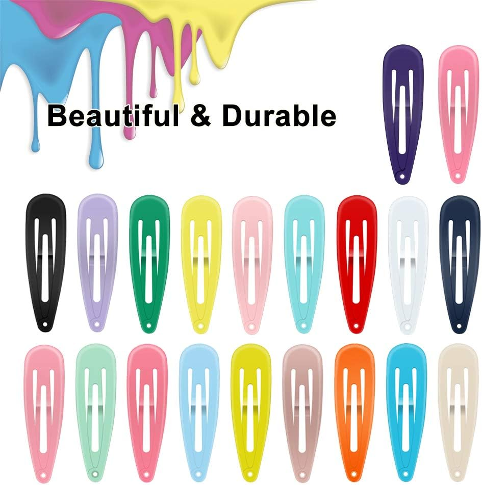Hair Clips, ECADY (100-Pack 20 Colors) Non-Slip Snap Barrettes for Girls, Women, Kids - 2 Inch
