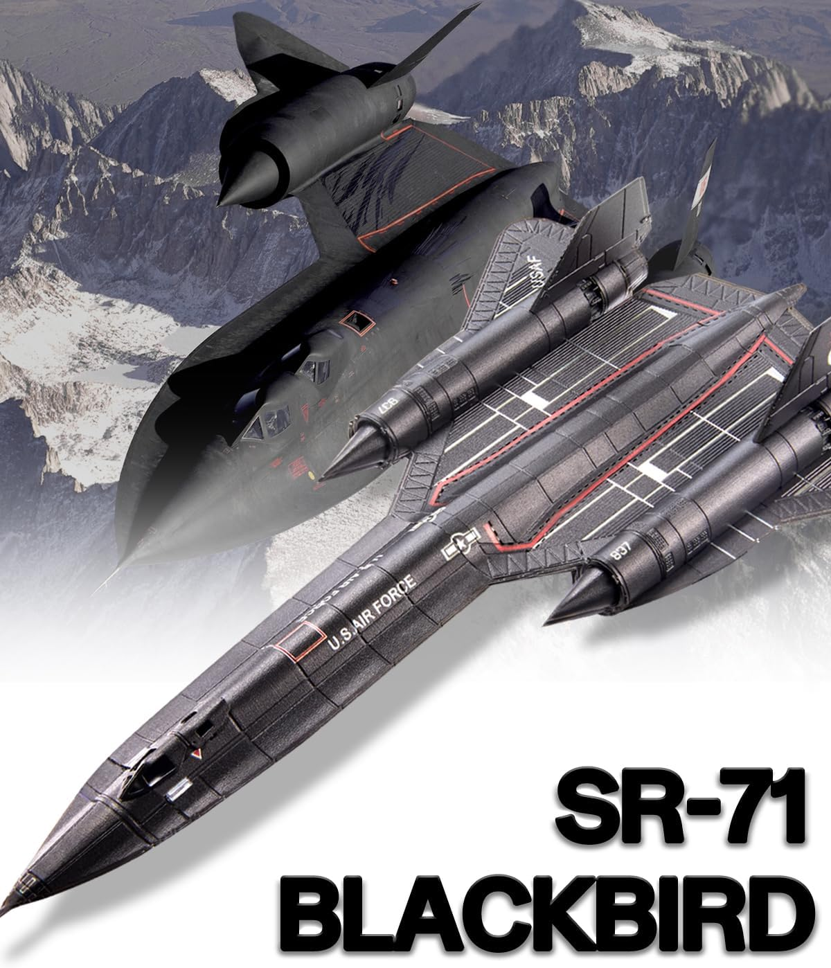 Piececool 3D Metal Puzzles SR-71 Blackbird Aircraft Model Kits Puzzles 3D Model Building Kit DIY Craft for Family Time Great Christmas Birthday Gifts
