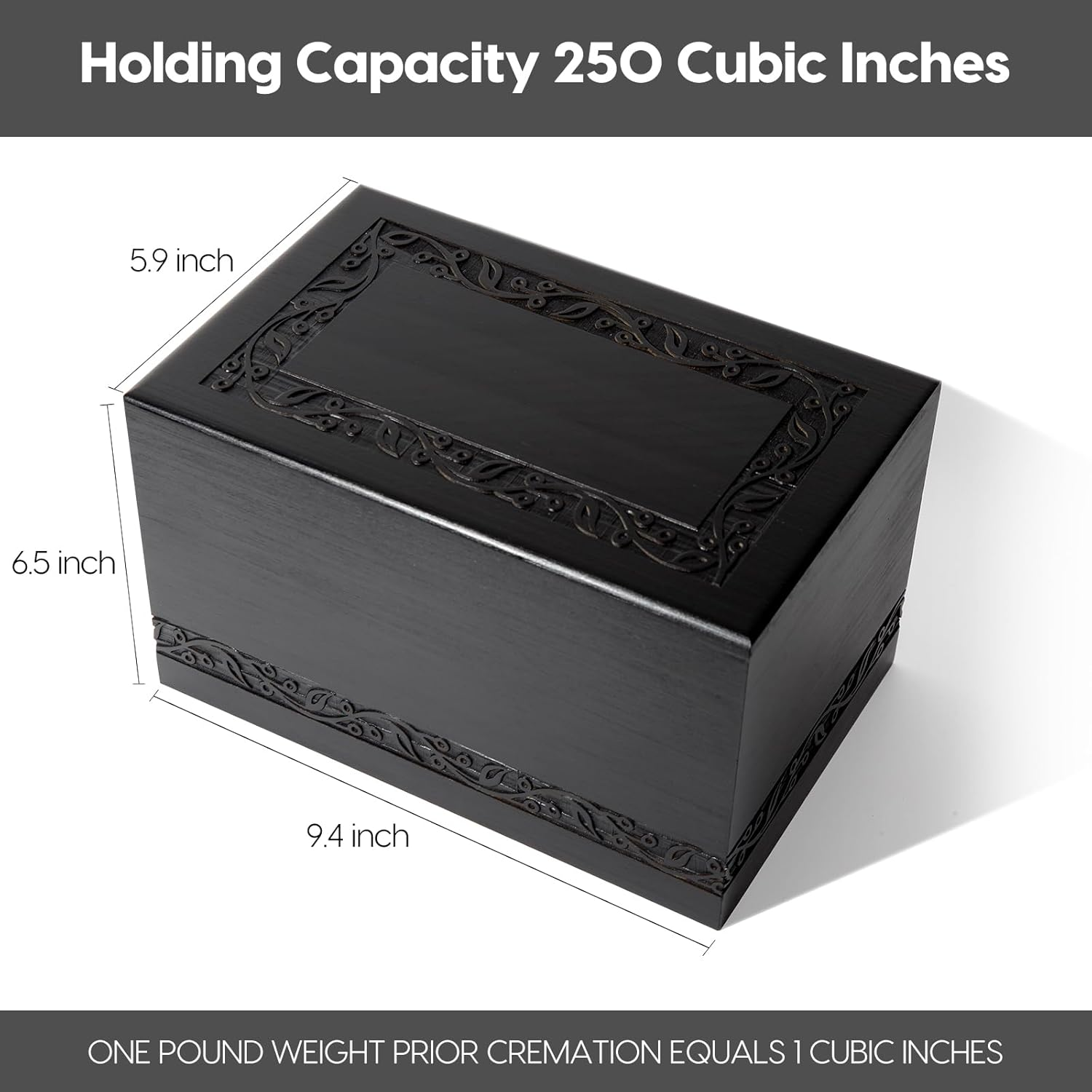 Wooden Tree of Life Cremation Urn for Human Ashes - Adult Male Female, up to 250 Cubic Inches - Funeral Memorial for Mom Dad (Black) - Red image number 6