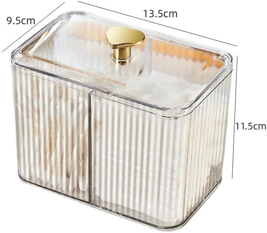 Qtips Holder Dispenser 3 Compartments Cotton Ball Holder Cotton Swabs Organizer Acrylic Bathroom Container with Lid for Swab Pads Cosmetics(Clear) image number 1