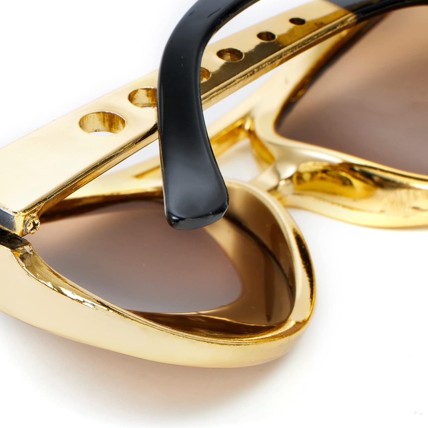 Spooktacular Creations Gold Sunglasses Disco Glasses, 50&rsquo;S 60&rsquo;S 70'S Glasses for Halloween Party Costume Rockstar Accessories, Gold Celebrity Sunglasses for Women and Men image number 4