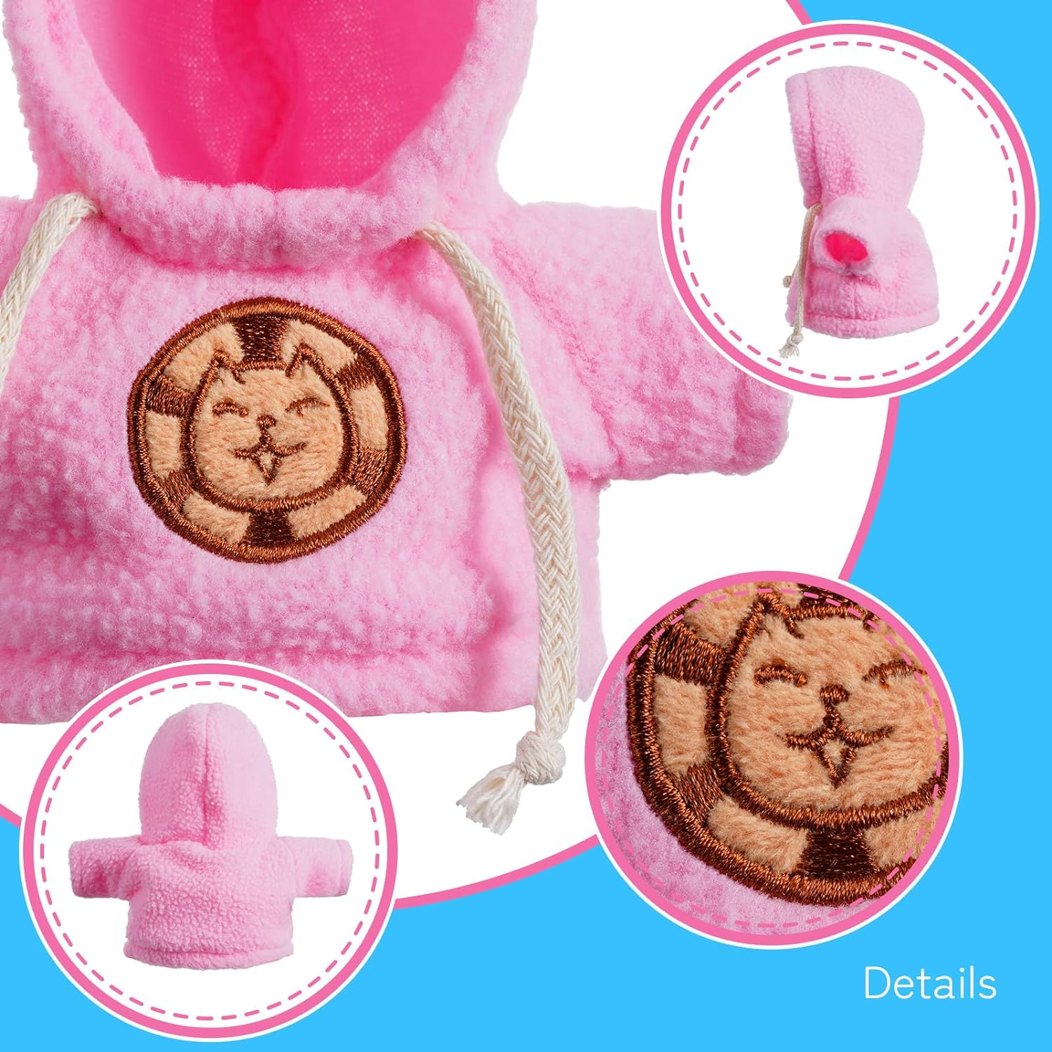 Cape & Hoodie Outfit Set for Eilik - 4 Pcs Furry Hoodie in Four Colors & 4 Pcs Furry Pet Cape in Four Styles. Ideal for Dressing Eilik and Other Suitable Toys. image number 1