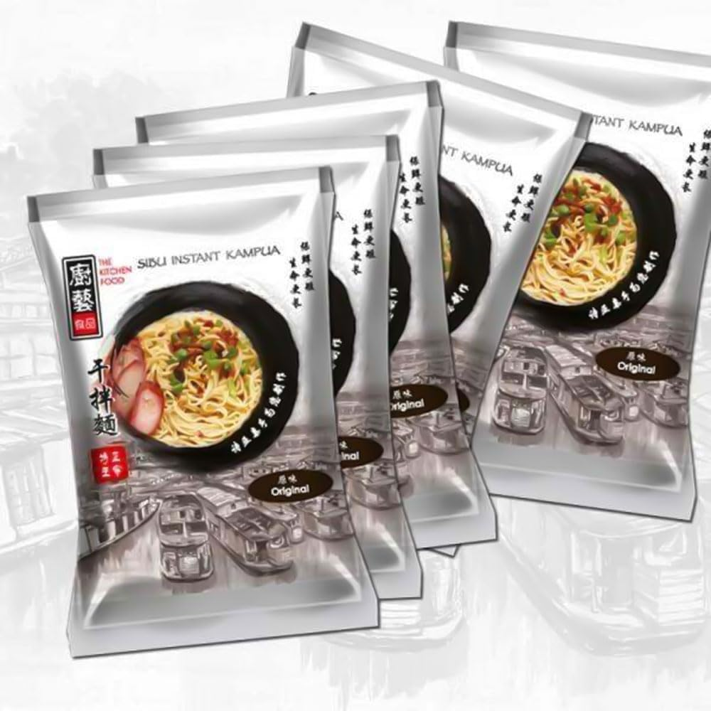 The Kitchen Food Sibu Instant Kampua Traditional Malaysian Instant Noodles Original Flavoured Quick Food for Busy Lifestyle 110G X 5 Pack