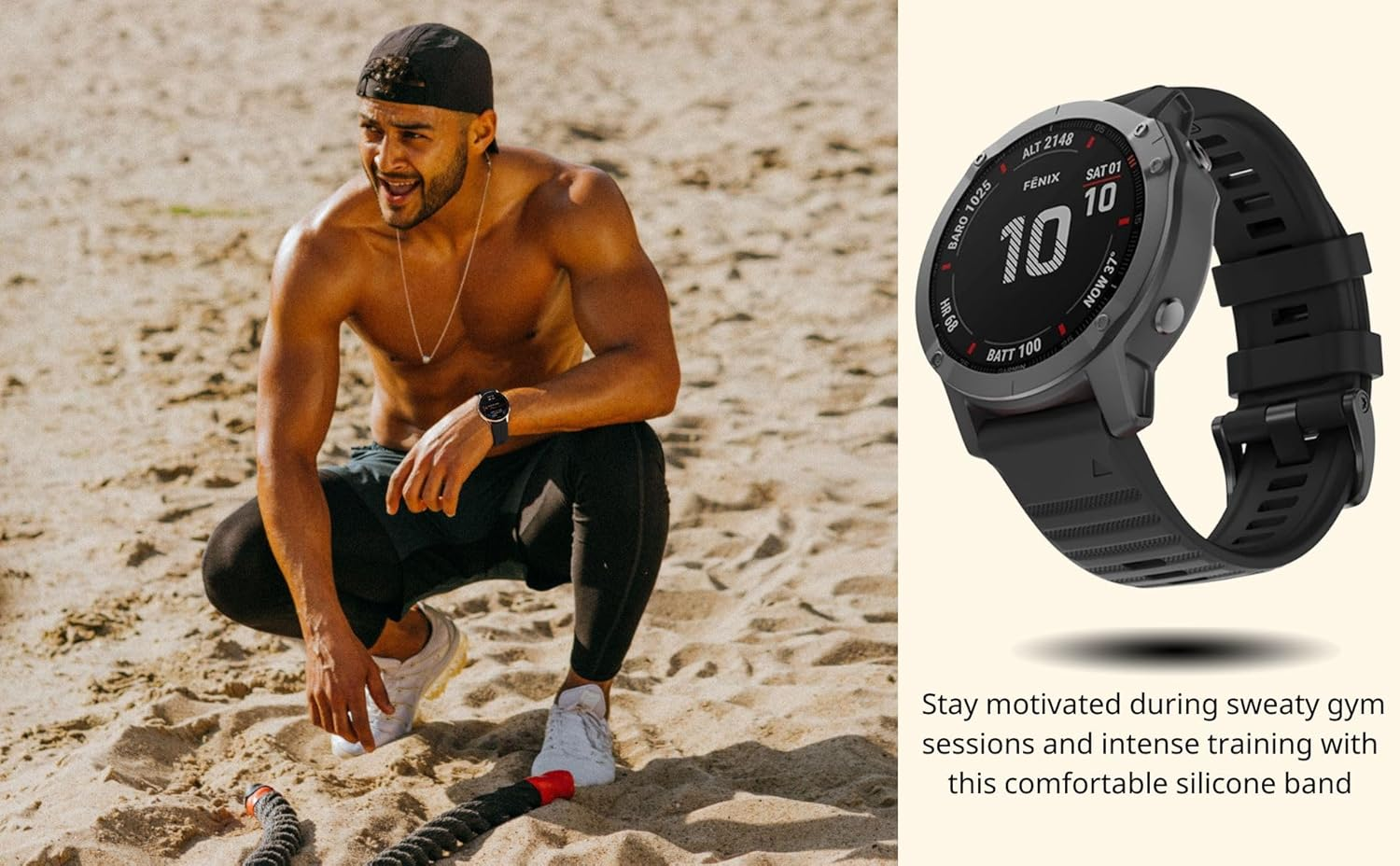 Replacement Strap Compatible with Garmin Fenix 7X Band, 26Mm Sport Bands for Fenix 6X, Easy Fit Strap for Fenix 5X, Soft Silicone Watch Bands for Fenix 7X Pro,Instinct 2X - Black image number 4