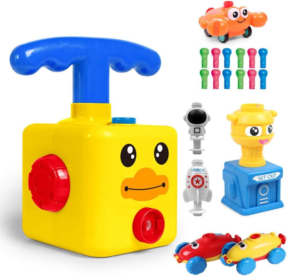 Balloon Car Toy Launcher Set,Children Inertial Balloon Powered Car Science Intelligence Education Toy, Balloon Pump Cars Racer Kit Boys Girls