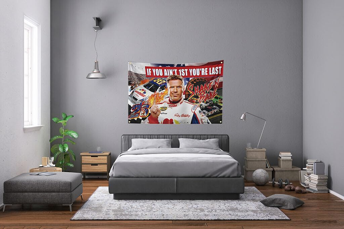 JUXIVIUM If You Ain'T 1St First You'Re Last Tapestry 3X5Ft with 4 Brass Grommets Ricky Bobby Flag for Indoor,Bedroom Vivid Color Double-Stitched Edges image number 1