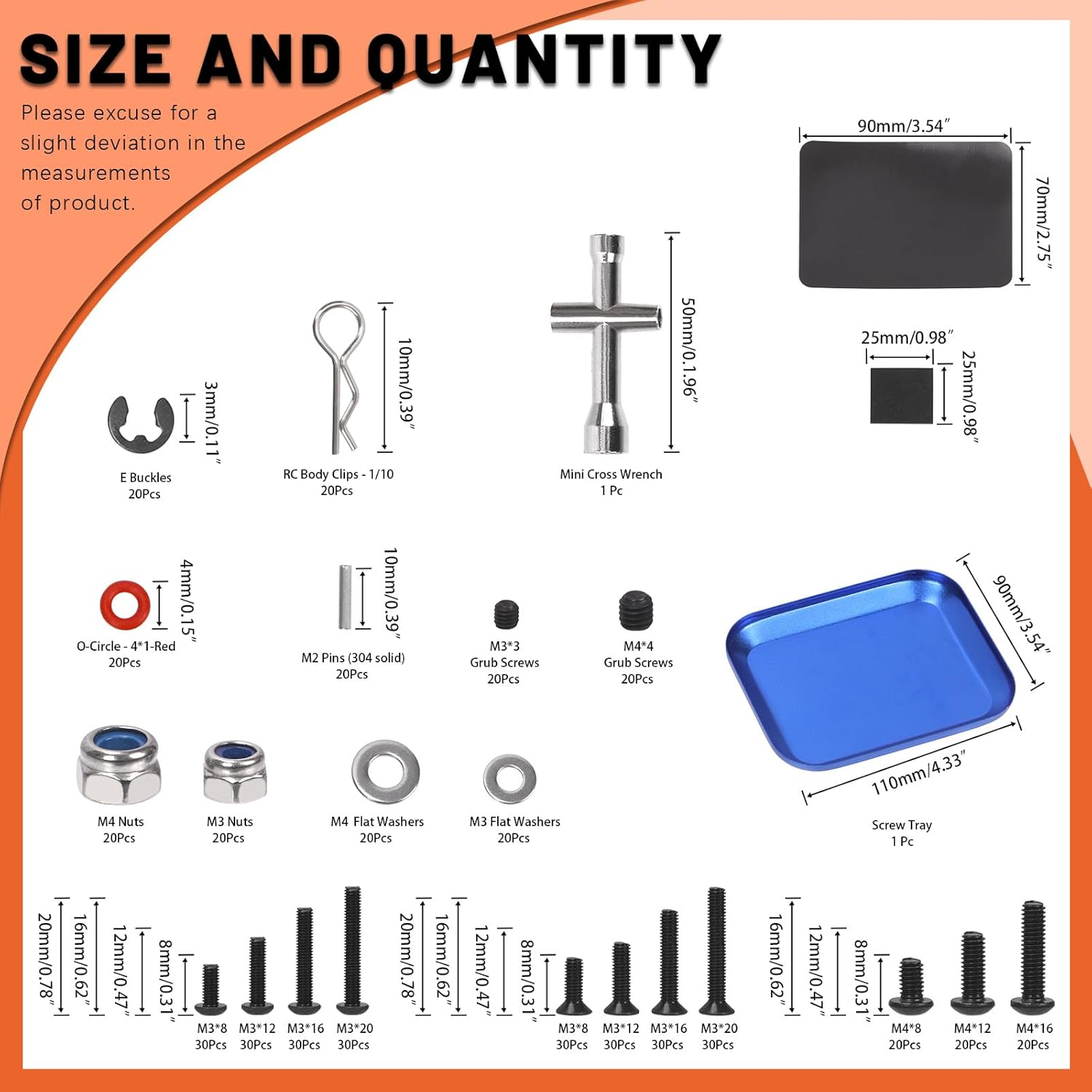 Tanstic 502Pcs Universal RC Screw Kit, RC Repair Tool Kit with Magnetic Screw Tray Hardware Fasteners Compatible with Traxxas Axial Redcat HPI Arrma Losi 1/8 1/10 1/12 1/16 Scale RC Cars Crawler image number 4