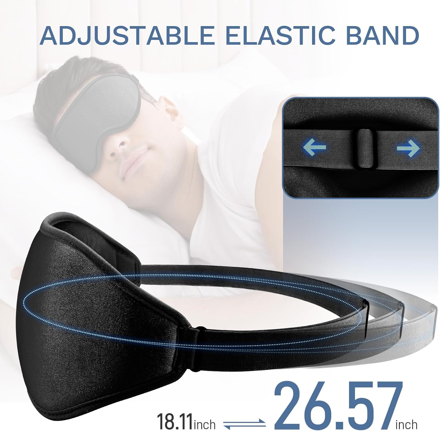 Flycoco 99% Fully Block Out Light Eye Sleep Mask, 3D Deep Contoured Eyes Cover Zero Pressure, Long Lash Extension Eyes Mask with Adjustable Straps for Sleeping Travel Home Nap Rest Women Men (Black) - Black image number 5