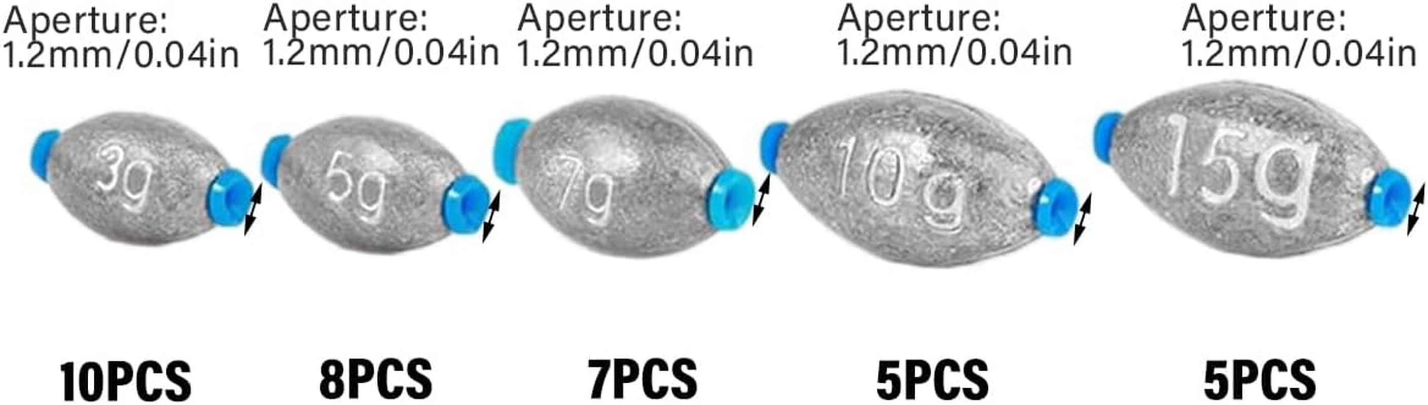 AIMALL 35 PCS Egg-Shaped Plastic Lead Pendant - 1.2Mm Aperture, Smooth Core Groove, Quick Sink Design, Durable Fishing Gear for Sea Rod and Raft Fishing image number 2