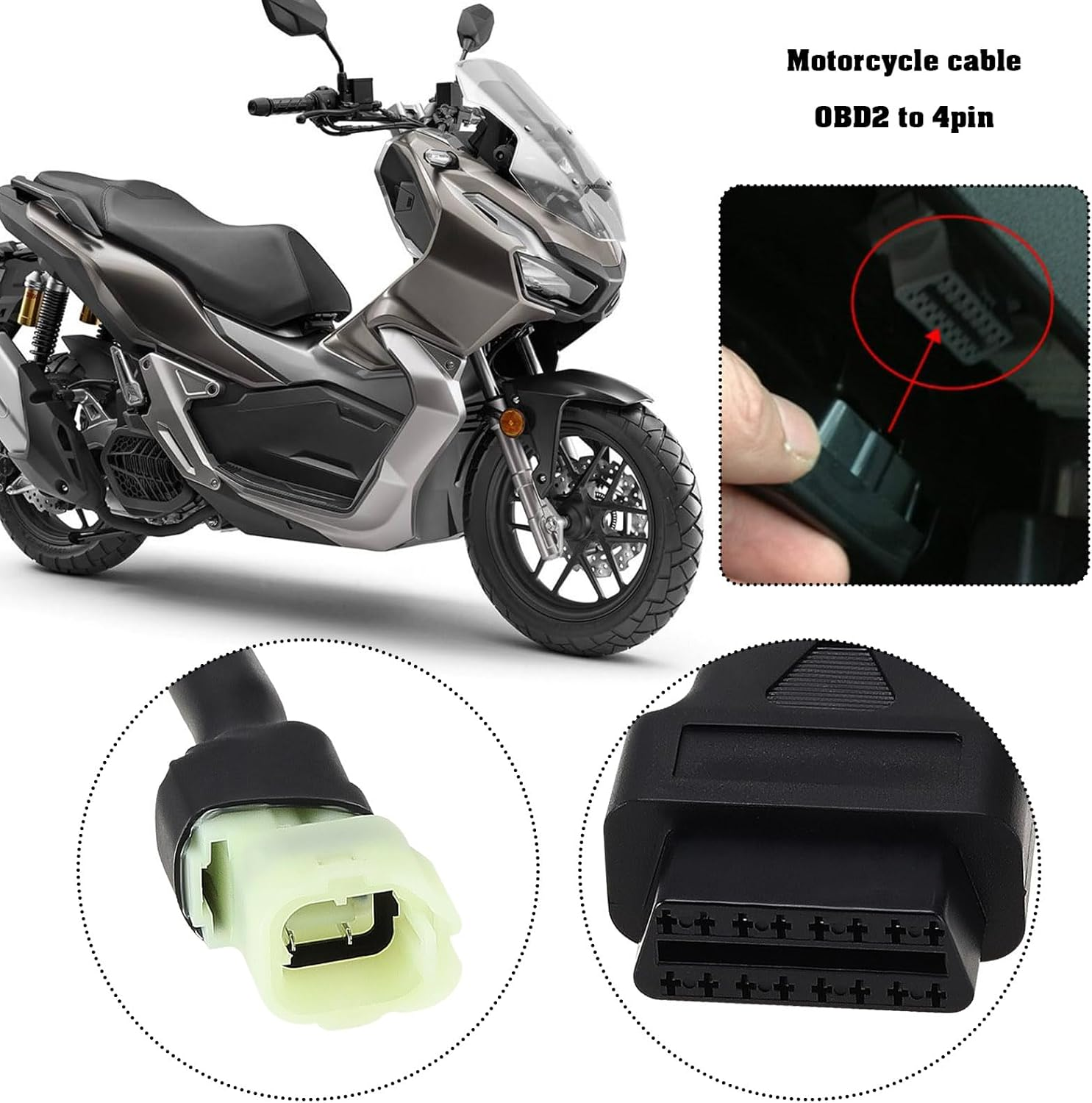 Ecsing Motorcycle Diagnostic Cable Motorbike Adapter Cable Motorcycle OBD2 Adapter Cable 4 Pin Diagnostic Connector Cable Compatible with Honda Motorbikes image number 3
