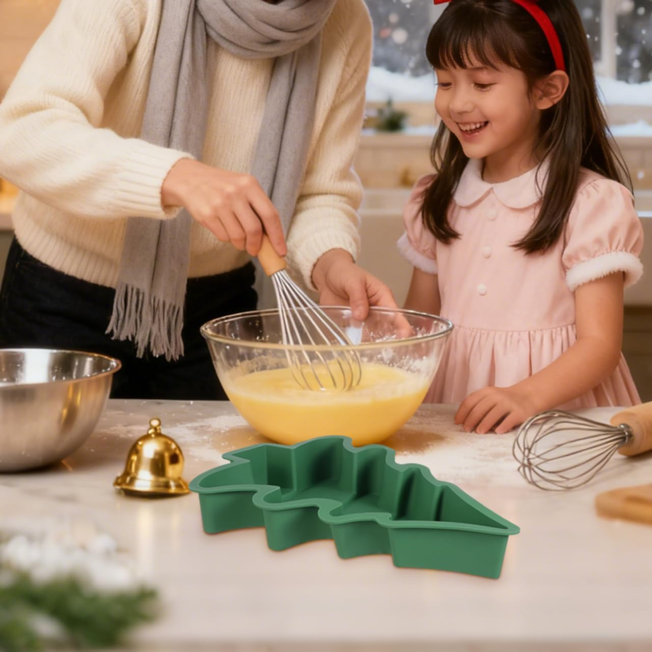 Operitacx Christmas Tree Silicone Baking Mould Pan Kitchen Bakeware Tools for Chocolate Cake, Ice, Baking Cake, Pudding, Muffins image number 4