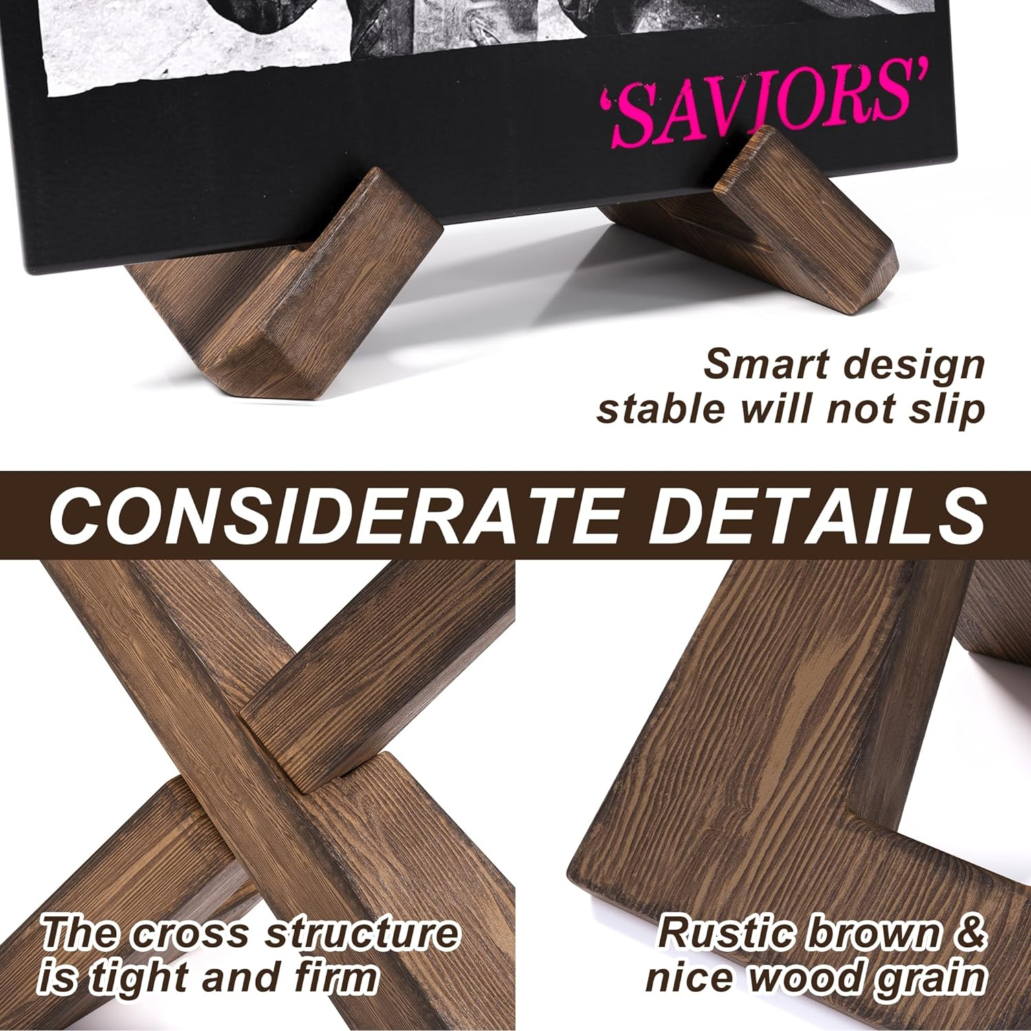 Now Playing Vinyl Record Stand, Premium Solid Wood Retro Brown Now Playing Record Holder, 1 Second Assemble Now Spinning Record Holder, Now Playing Record Stand for Vinyl Record, Photo Album