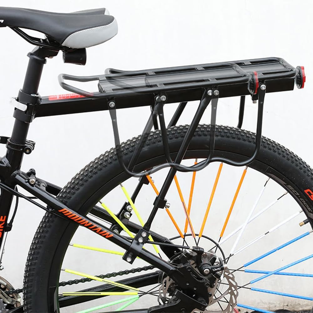 Bicycle Rear Rack Carrier Holder Adjustable Black Bike Luggage Rack Aluminum Alloy Bike Luggage Shelf Accessories 100Kg Capacity image number 6