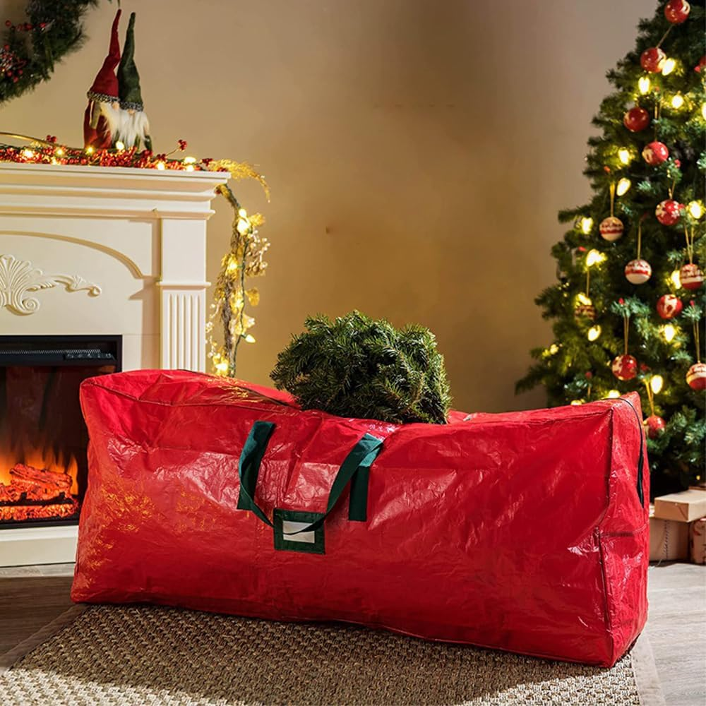 Suithink Super Large Christmas Tree Storage Bag, Reinforced Carry Handles, Dual Zippered Storage Containers,Waterproof Xmas Tree Bag Protects from Dust, Moisture & Insect,165 X 38 X 76CM - Red image number 3