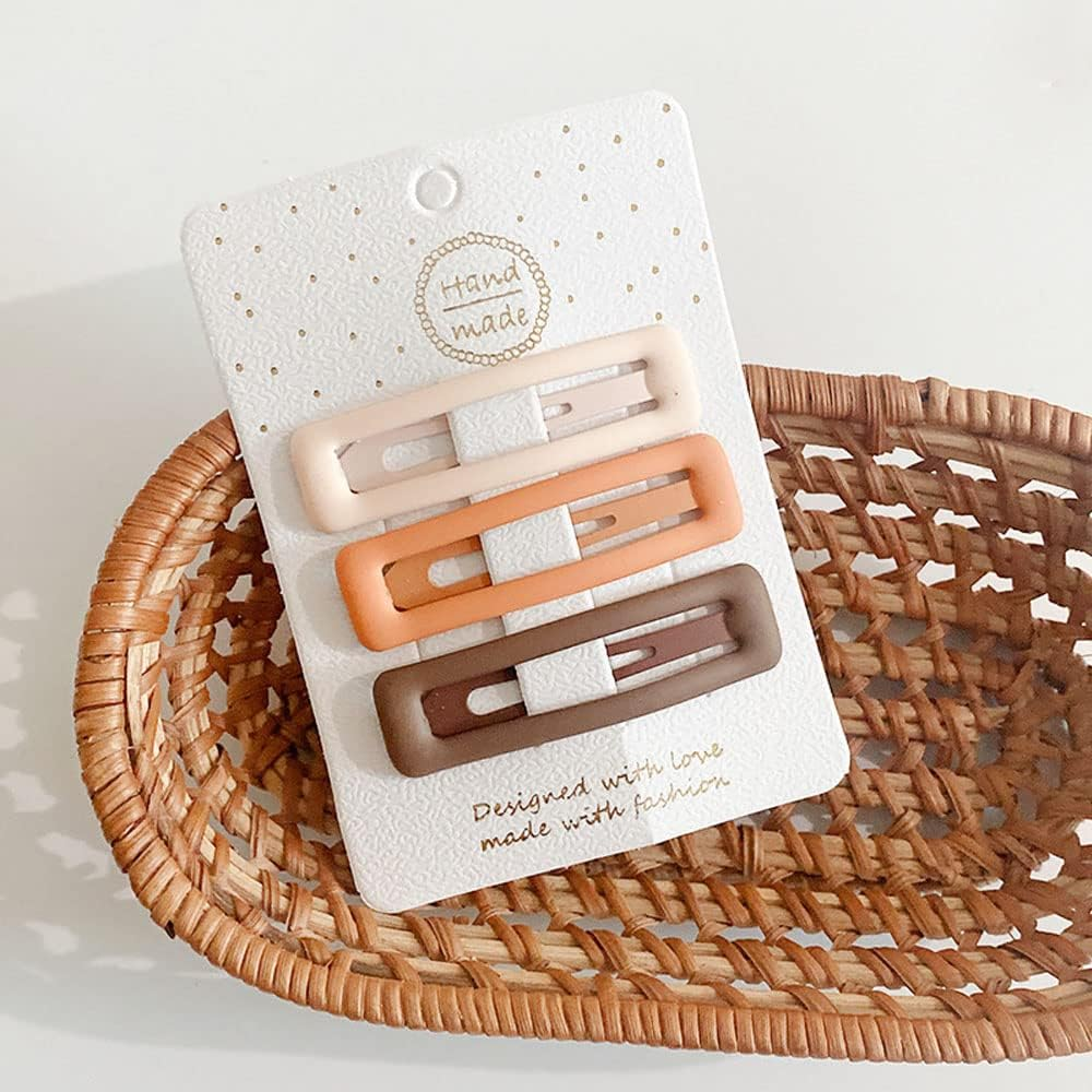 Snap Hair Clips,18 Pieces Girls Women Hair Barrette Hairclips (Orange Brown Beige) image number 5