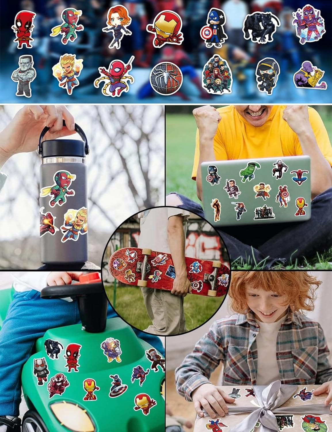 24 Sheets Cartoon Stickers, Laptop Stickers, Waterproof Stickers, Anime Character Stickers, Cute Cartoon Sticker, Comic Legends Stickers, Party Gift, Superhero Decals for Teens Boys Girls image number 6