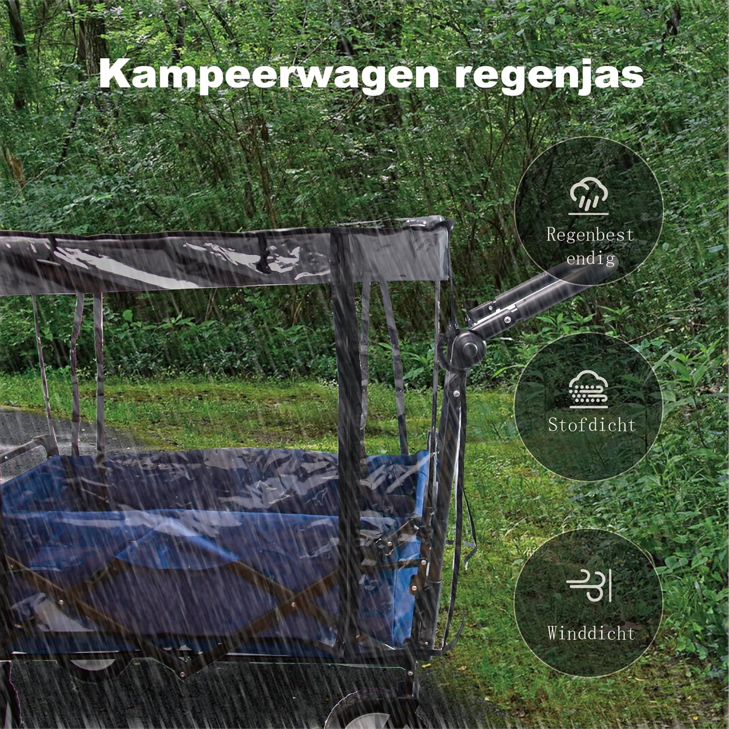 Rain Cover for Garden Carts,Universal Clear Plastic Waterproof Cover for Wagon - EVA Rain Cover Fits Most Wagon Models - Protects Children and Cargo from Rain and Snow image number 2