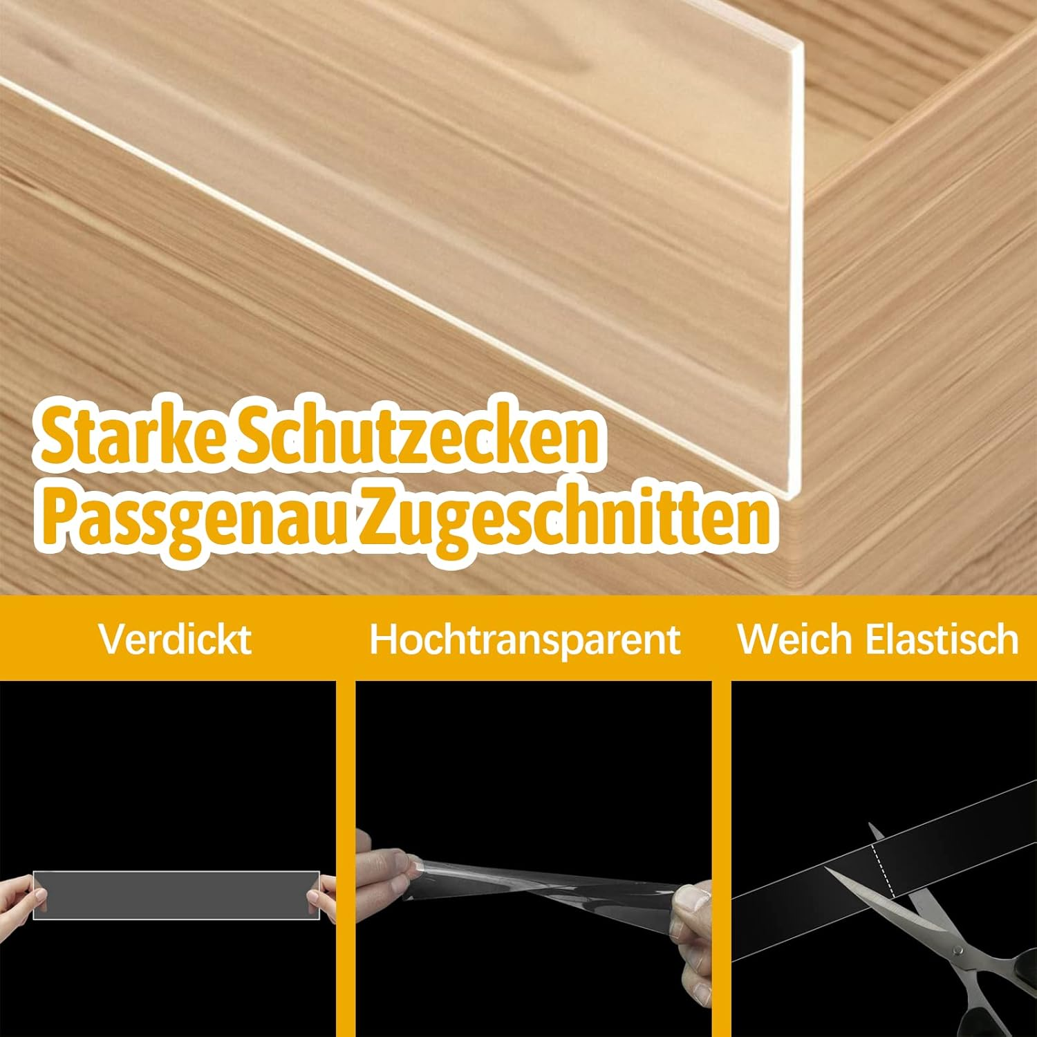 5 Metres Baby Edge Protection, Self-Adhesive Corner Protection Bands, Widening Soft Table Edge Protector for Fridge, Sink, Table, Cabinet, Bed, Glass Table Furniture (Transparent) image number 6