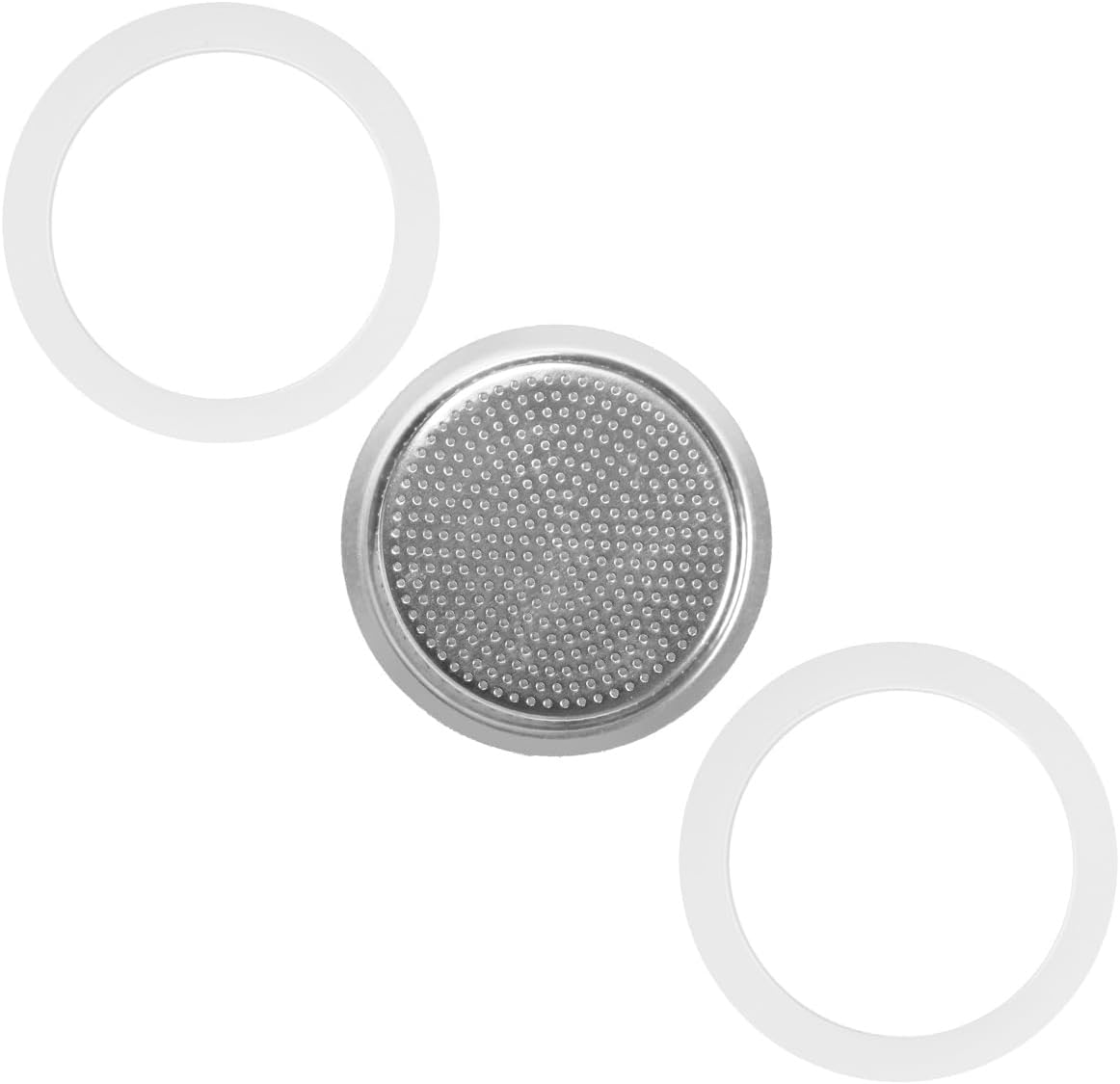 Stainless Steel Moka Pot 4 Cup Filter Screen and Replacement Silicone Gasket Seals Set for Stovetop Espresso Coffee Makers image number 3