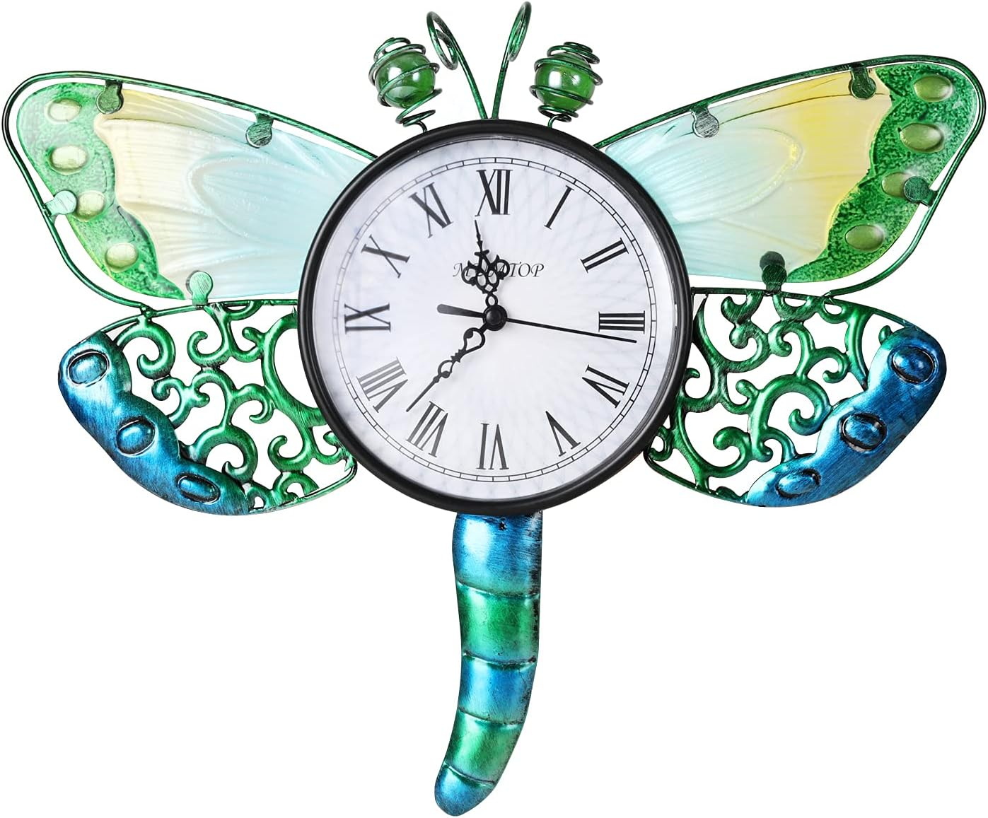 MUMTOP Indoor Outdoor Wall Clock Dragonfly Waterproof Wall-Mounted Clock for Patio Home Living Room Bedroom image number 2
