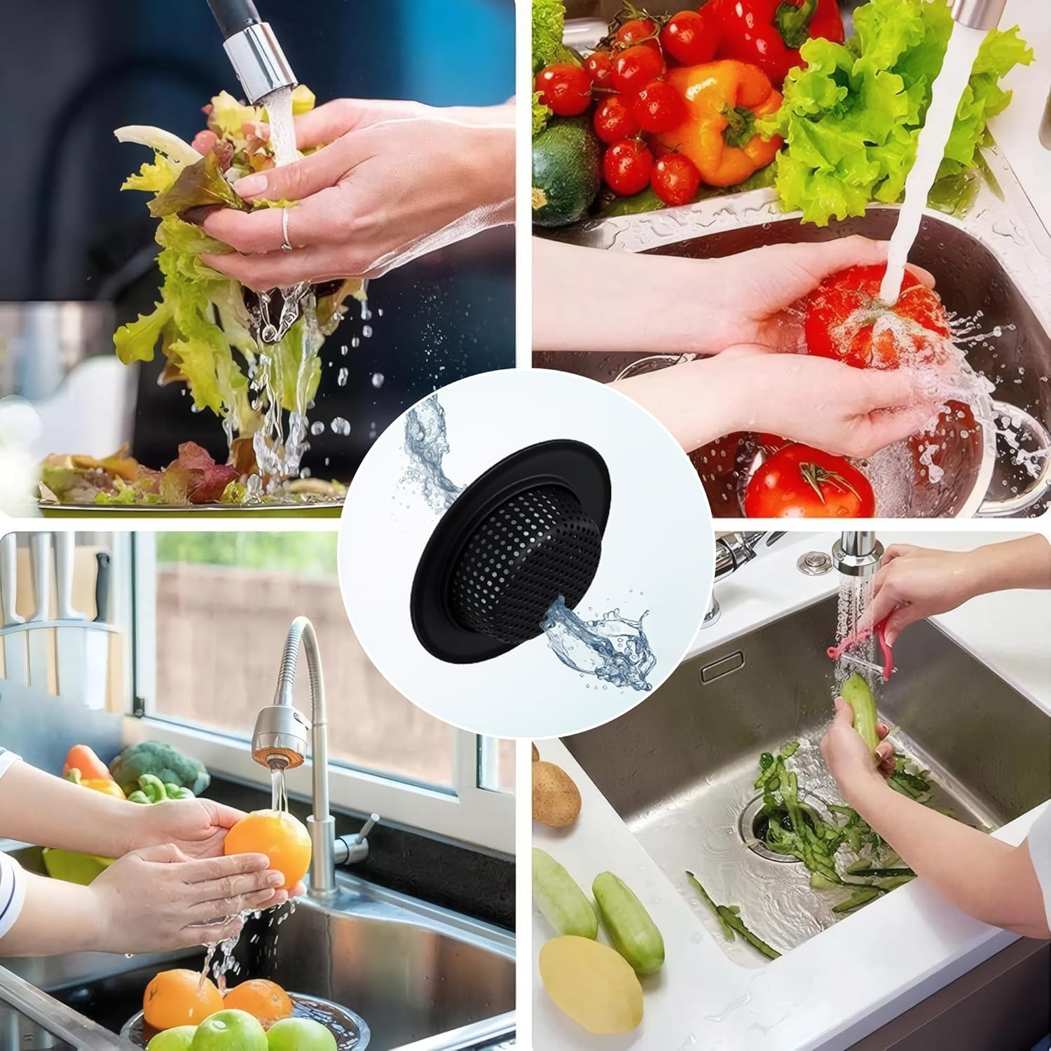 2 Pack Kitchen Sink Strainer - 11.3Cm Wide Rim Stainless Steel Drain Catcher - Fits 7Cm Drain Hole (Standard AU Sinks) - Anti-Clog Food Waste Filter & Rustproof (Matte Black) image number 5