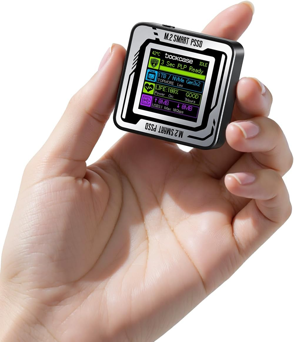 DOCKCASE Pocket M.2 Nvme SSD Enclosure,Support 3S PLP Prevents Write Data Loss,Usb 3.2 Gen 2 Type-C (10 Gbps), Fits Nvme Pcie, Exclusive to Size 2230,Support M-Key B+M Key UASP (US-S) image number 6