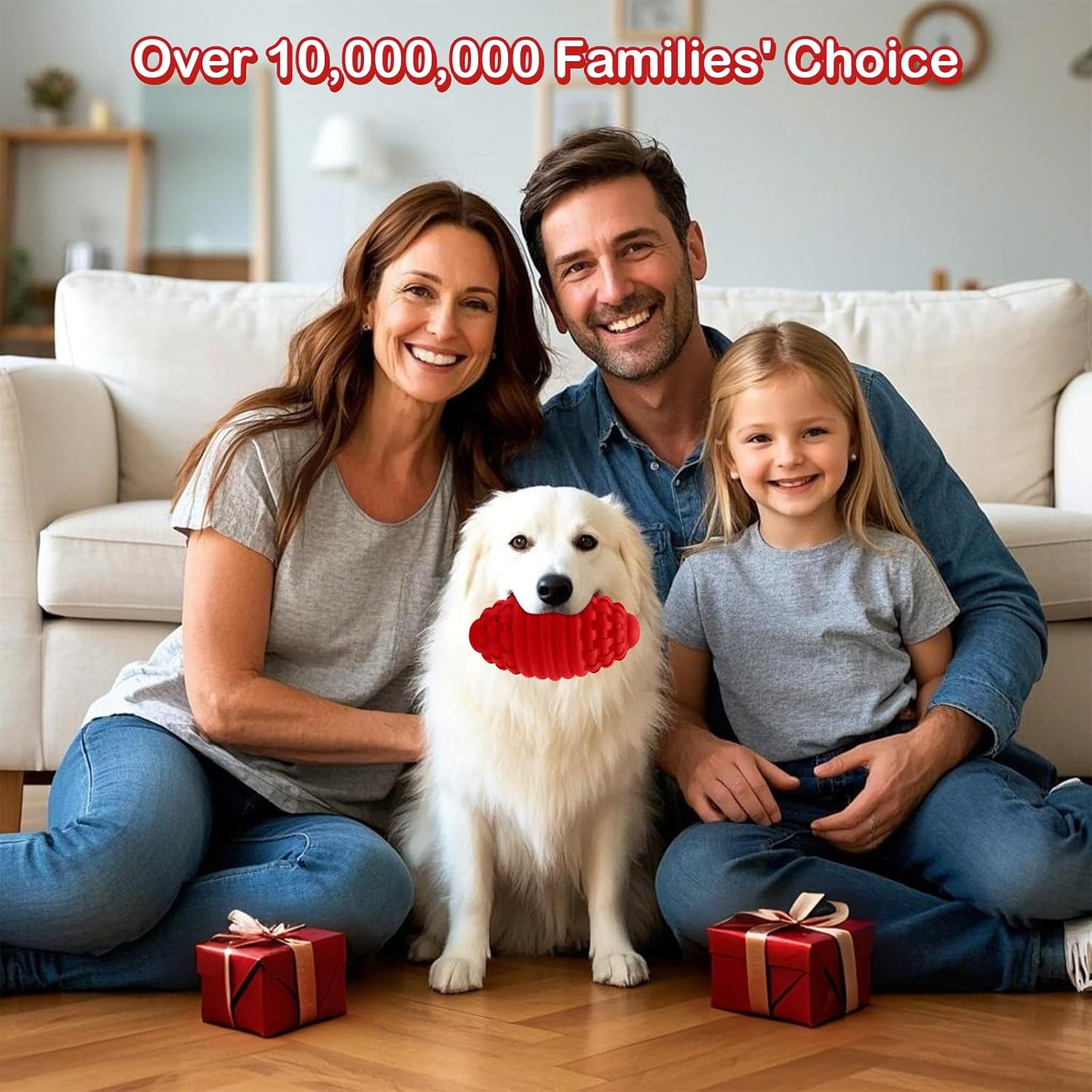 Squeaky Football Dog Toys for Aggressive Chewers: Non-Toxic Natural Rubber Premium Puppy Chew Ball with Squeaker, Almost Indestructible and Durable Pet Toy for Medium and Large Breed (Large, Beef) image number 1