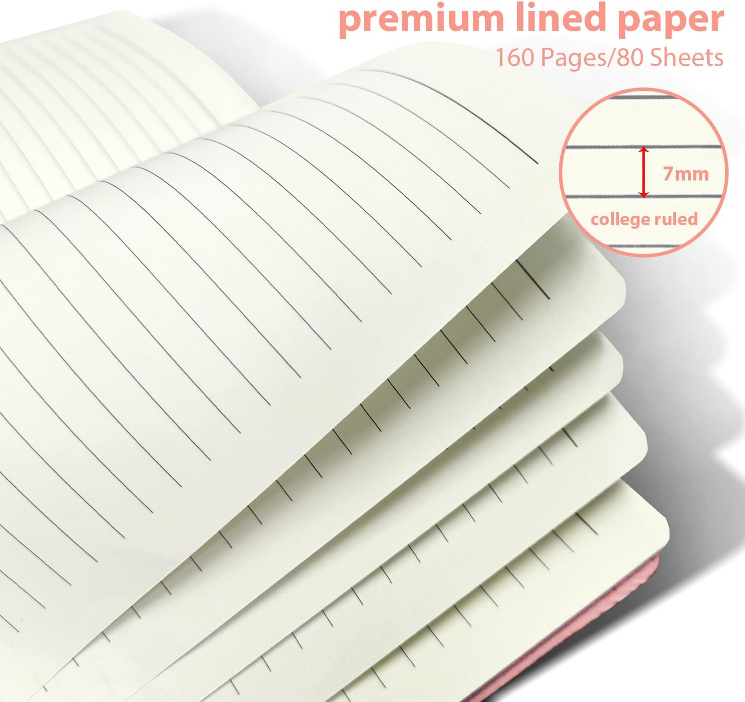 Spiral Notebook A5, 8.27"X5.7" Hardcover Notebook 160 Lined Pages Spiral Journal for Men Women Writing, Note Taking, Journaling, School, Work, Gift (Palepink) image number 2