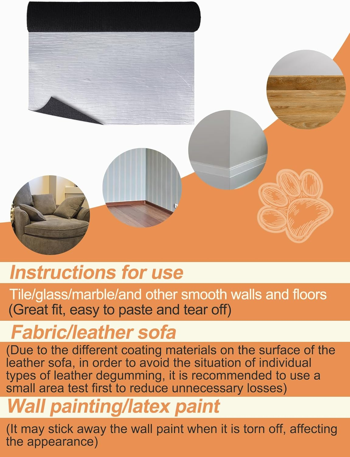 Cat Scratching Mat 78.7"X15.8" Self-Adhesive Trimmable DIY Cat Wall Climbing Carpet, Cat Couch Protector, Cat Scratching Pad Replacement (Black) image number 3