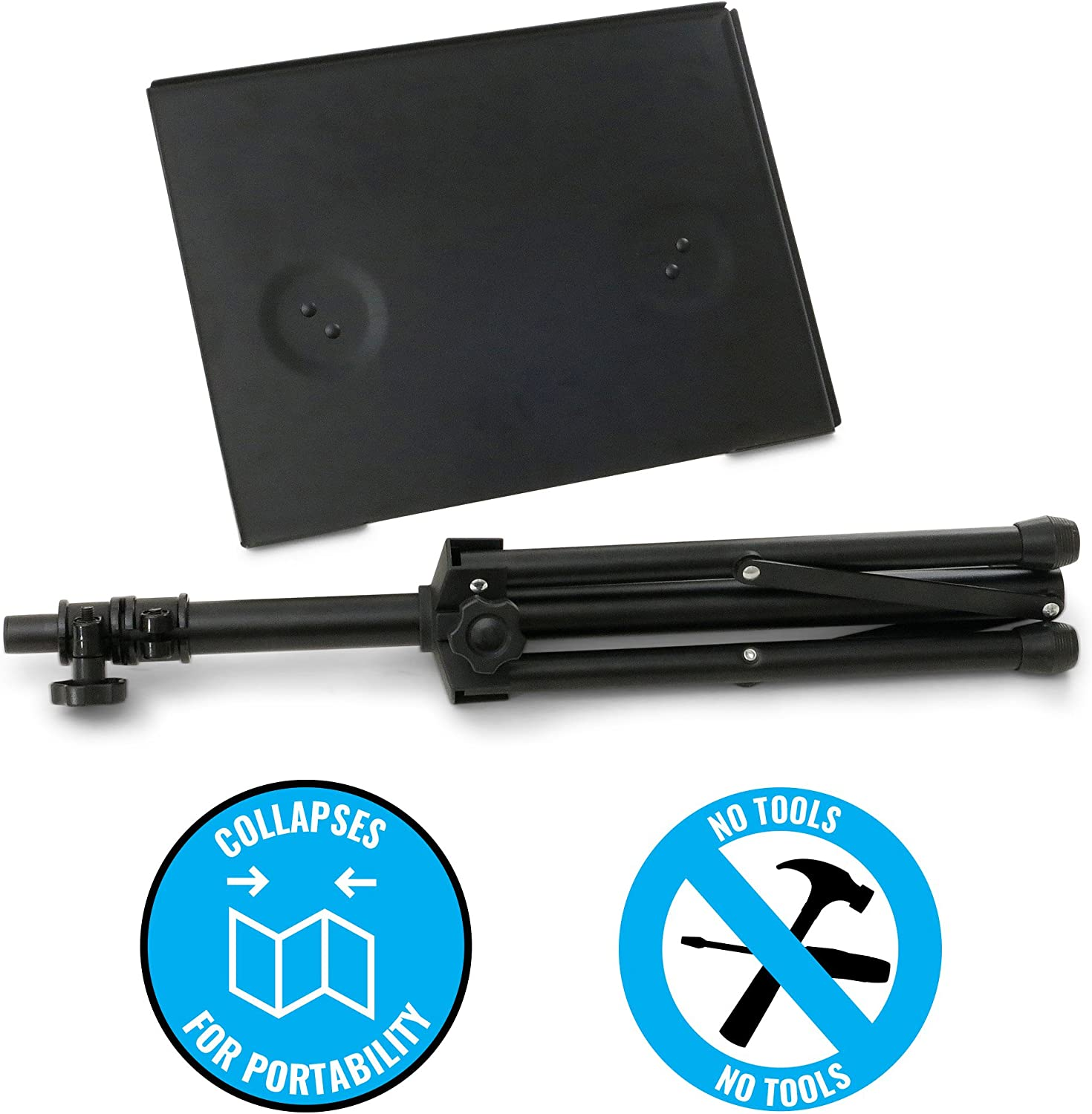 Plixio Adjustable Laptop Stand - Portable Projector Mount Tripod Podium, DJ Mixer Stand up Desk Computer Stand Tray and Holder (27" to 48") image number 2