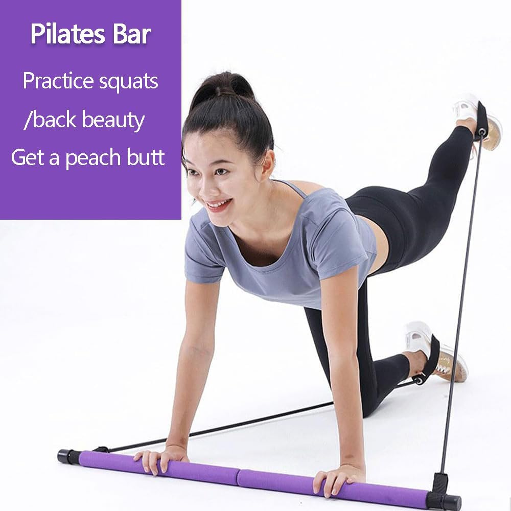 Portable Pilates Bar Kit with Resistance Bands &ndash; Full Body Toning Yoga Bar with Foot Loops, Multi-Function Home Gym Equipment for Strength Training, Stretching, Yoga & Fitness Workouts image number 5