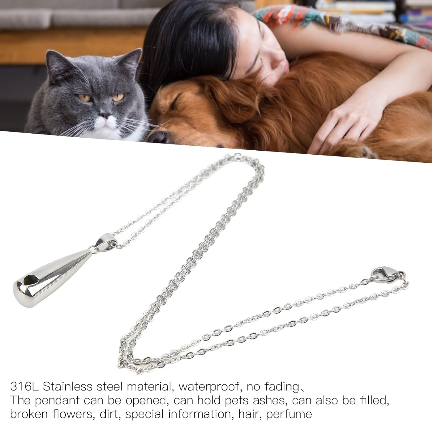 Folany Urn Necklaces for Ashes, Cremation Jewelry Locket, Stainless Steel, Women'S Ashes Keepsake Necklace image number 3