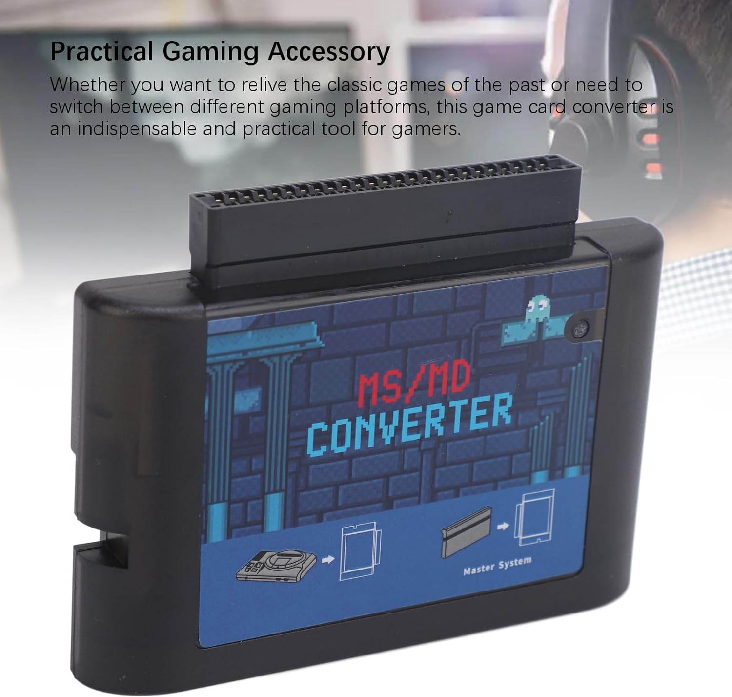 MS to MD Game Card Adapter for Retron 5 3 2, MS to MD Game Video Converters for Mega Drive for Genesis, MS to MD Game Burner Card Converter Enriched Gaming Experience (Black Transparent) image number 4