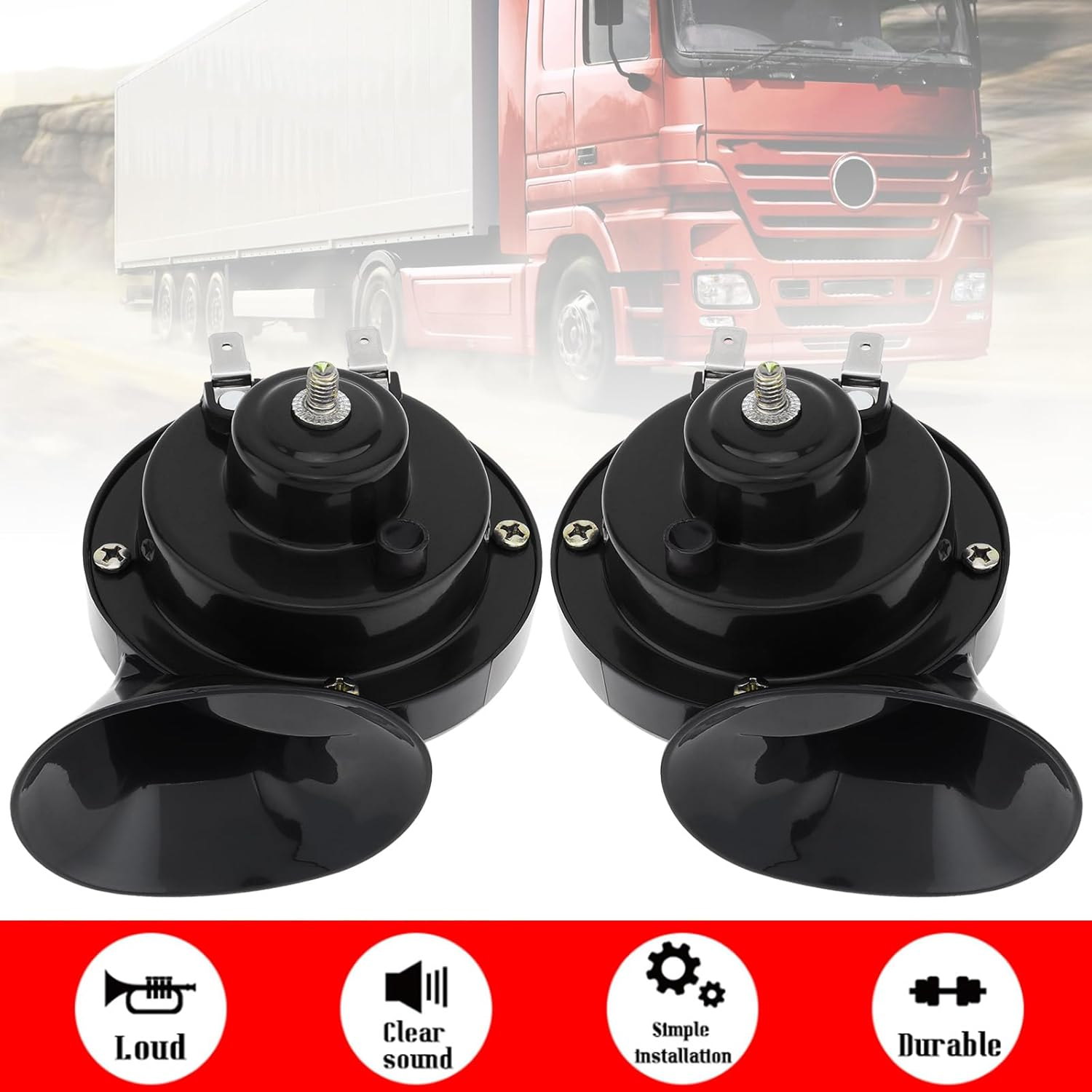 Windance 12V Super Loud Snail Horn 410HZ 510HZ High Low Tone for Any Vehicles Yachts Boats Waterproof Motorcycle Horn (Black) image number 4