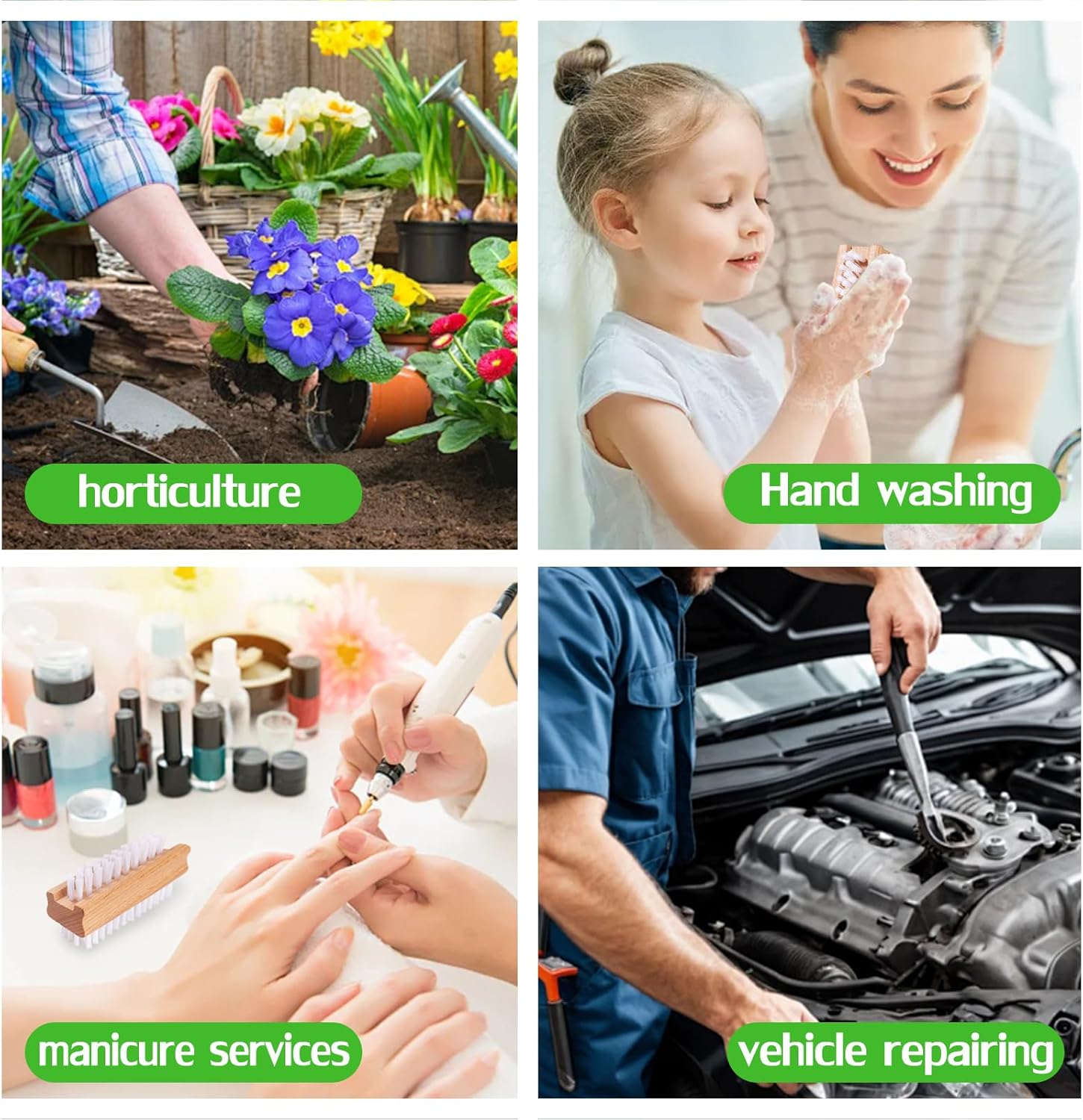 Wood Nail Clean Brush Two-Side Nail Brush with Stiff Bristle Deep Clean under Nails Fingernails for Nail Art and Industrial Repair Job Included Automotive Works Nail Brush 2 Packs image number 3