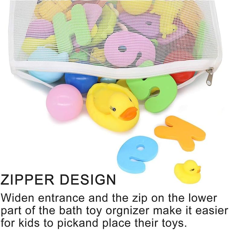 Waterproof Mesh Bath Toy Organizer & Storage Bag with Suction Cups - Durable Hanging Bath Toy Holder for Kids, Quick-Dry Bathroom Toys Organiser (Green) image number 4