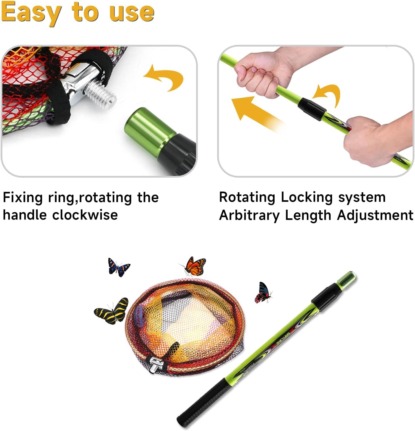 Fishing Landing Net Children'S Fishing Net 40In with Telescopic Pole Handle Rubber Coated Nylon Mesh, Non-Slip EVA Grip for Freshwater or Saltwater image number 4