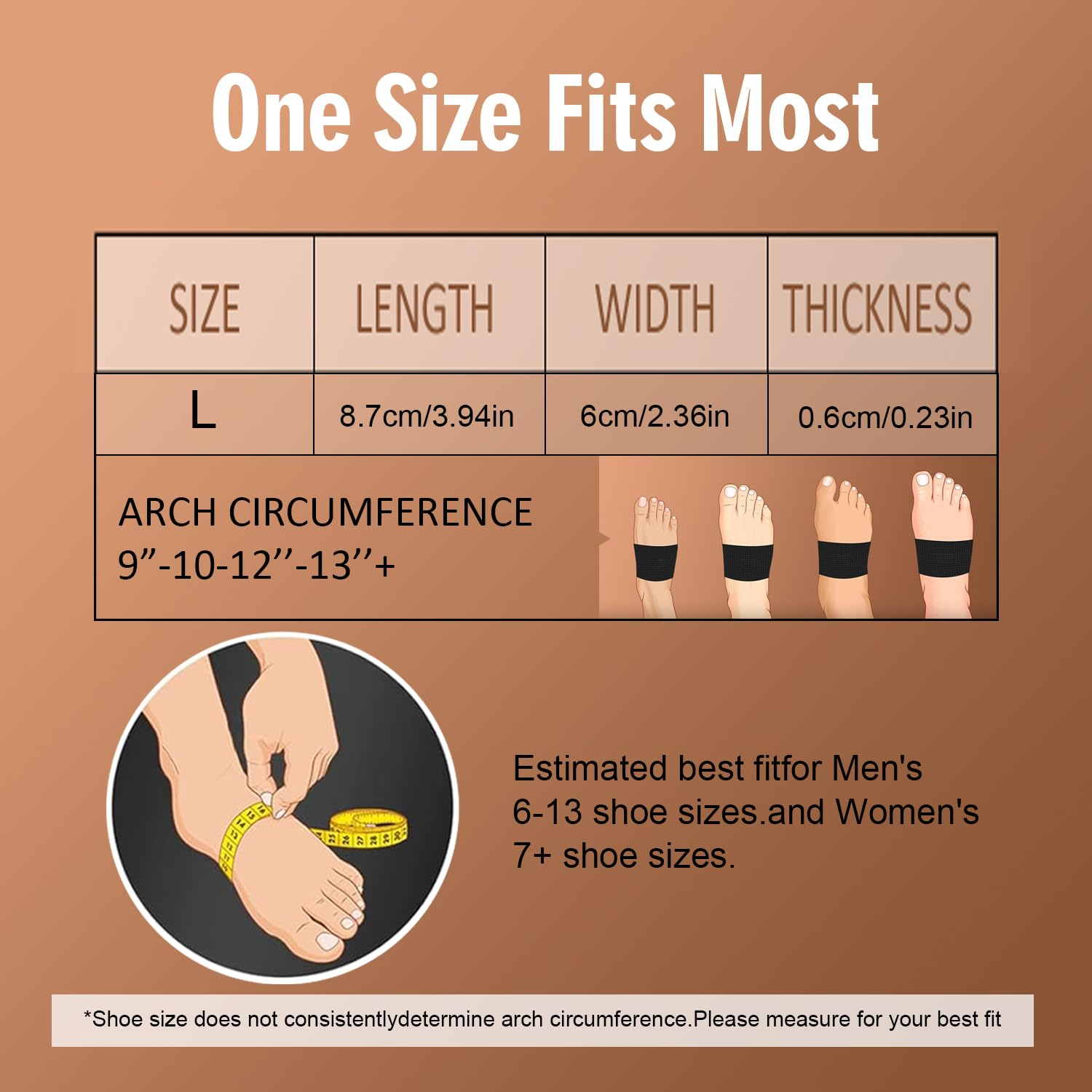 Copper Compression Copper Arch Support - 2 Plantar Fasciitis Braces/Sleeves. H HOME-MART Foot Care, Heel Spurs, Feet Pain Relief, Flat & Fallen Arches, High Arch image number 6