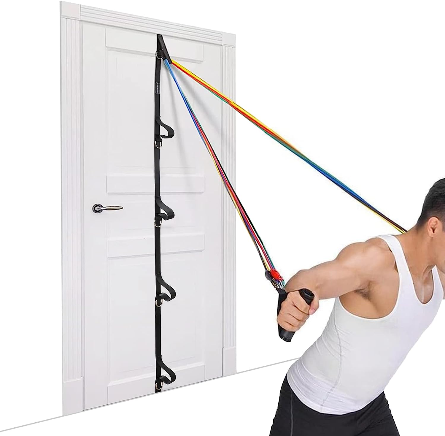 KYLIN SPORT Door Anchor Strap for Resistance Bands Exercises Multi Point Anchor Gym Attachment for Home Fitness, Portable Door Band Resistance Workout Equipment, Black