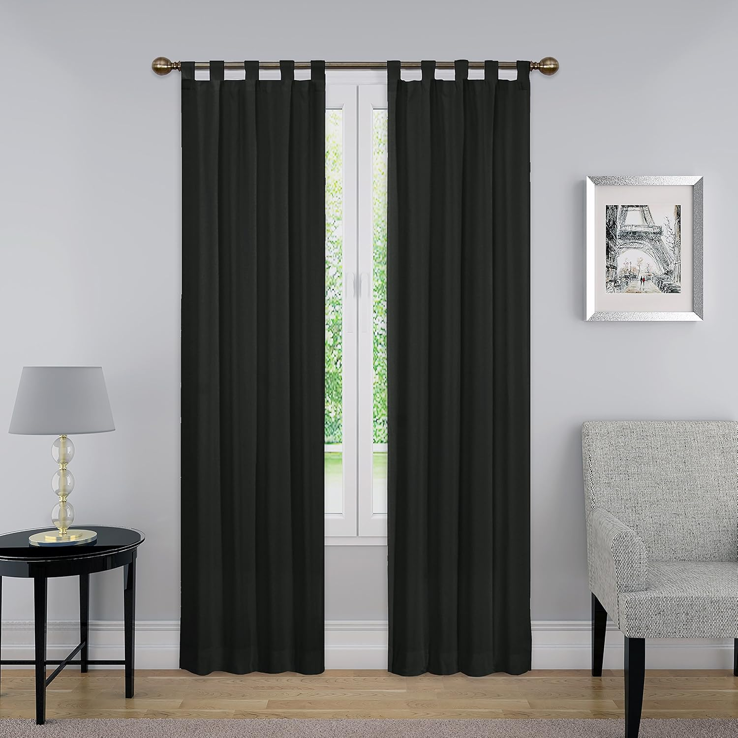 PAIRS to GO Montana Modern Decorative Tab Top Window Curtains for Bedroom or Living Room (2 Panels), 30" X 95", Grey