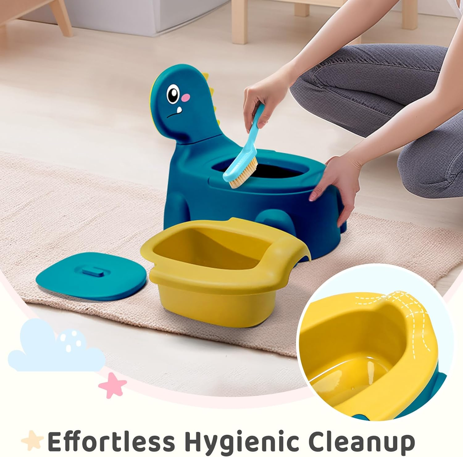 Potty Seat Baby Training Chair Boys Girls Toddler Dinosaur Comfortable Children 1-5 Years Old Baby Toilet Animal Seat with Lid Back Potty Trainer (Blue) image number 2