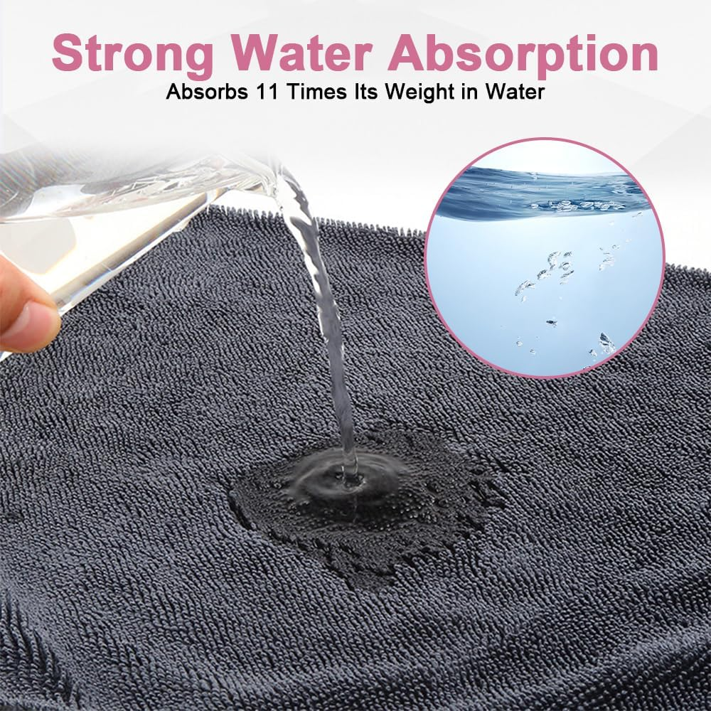 Pack of 3 Shiny Bath Drying Towel XXL, Fast Dry Drying Towel 40 X 60 Cm, Shower Cubicle Cloth for Water Removal, Shiny Wipes Bath Drying Cloth, for Water Removal in Shower and Bathroom (Black) image number 2