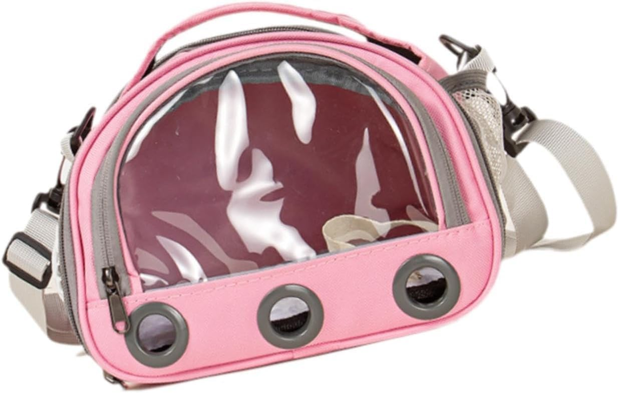 Hamster Travel Carrier Bag Guinea Pig Carrier Bag Travel Small Animals Chinchilla Outgoing Carrier Cage Carrying Shoulder Bag, Pink, S (Pink,Small) image number 3