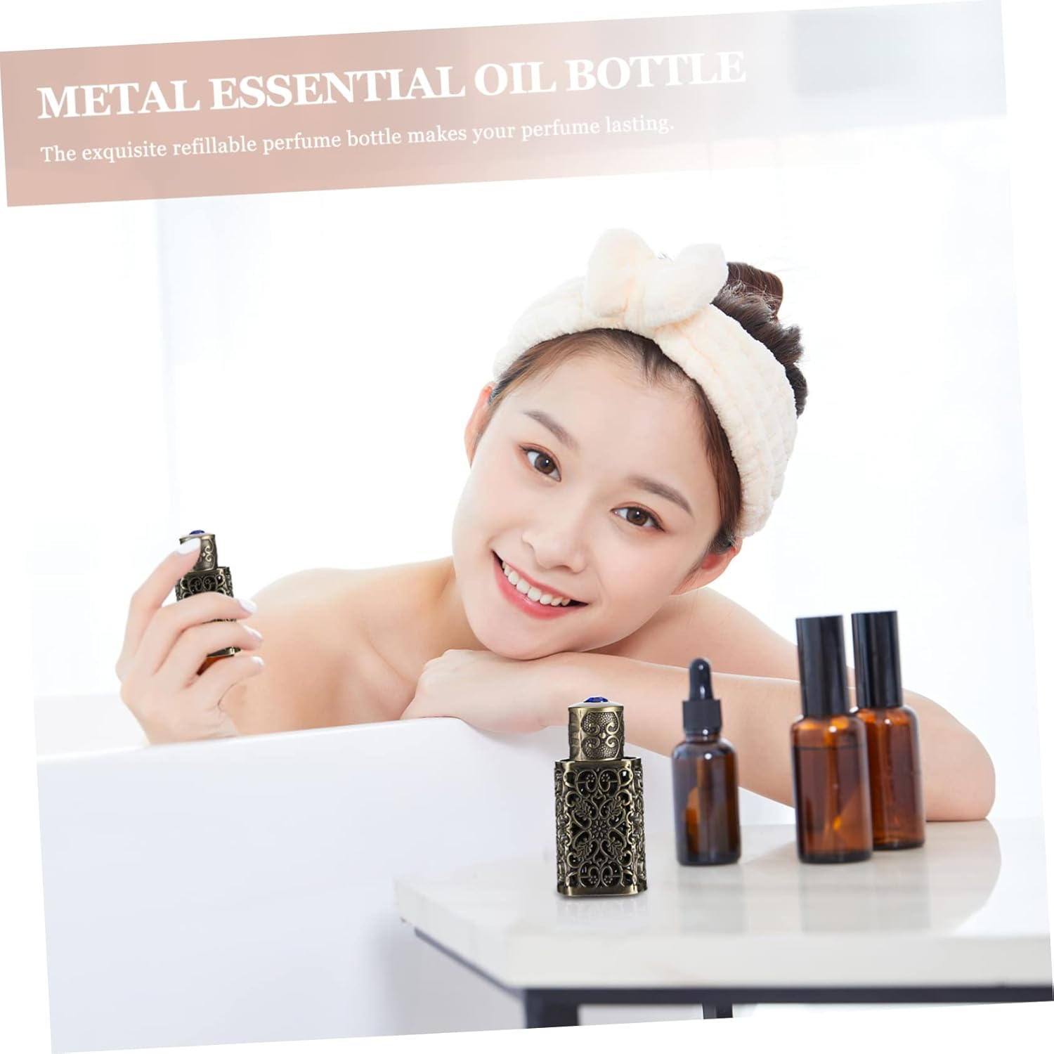 3Pcs 3Ml Essential Oil Perfume Bottle Travel Spray Metal Glass Leakproof Elegant Design