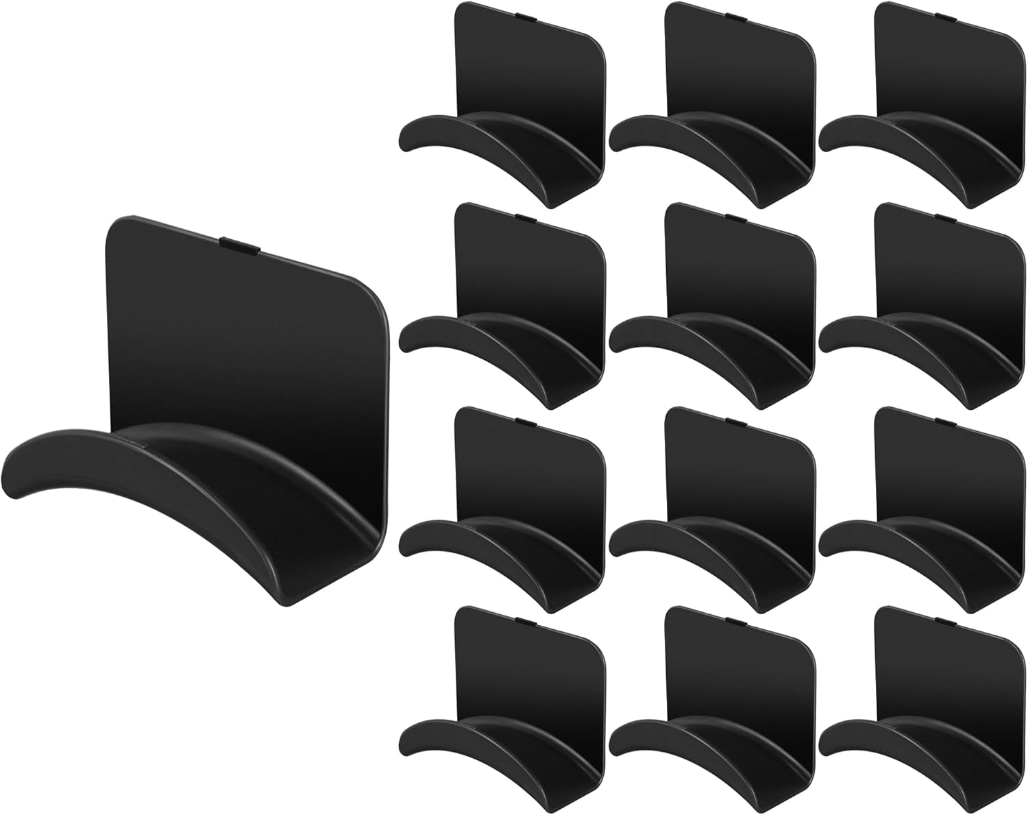 12 Pcs Headphone Wall Hangers Adhesive Gaming Headset Holder Hooks for Wall Mount Strong Universal Stand Hooks for Most Headphone Controller, Hat, Baseball Caps, Closet, Door (Black) - 12, Black image number 3